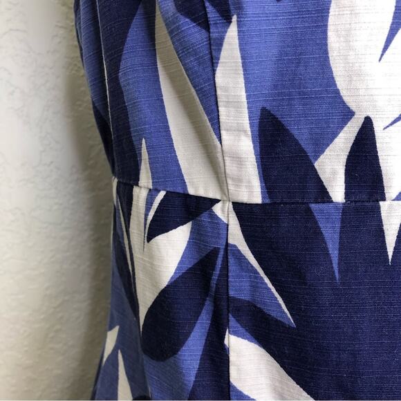 Boden blue and white leaf print sleeveless sheath dress size 8 Petite - Picture 6 of 14